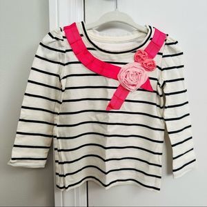Baby GAP white striped long-sleeve tee